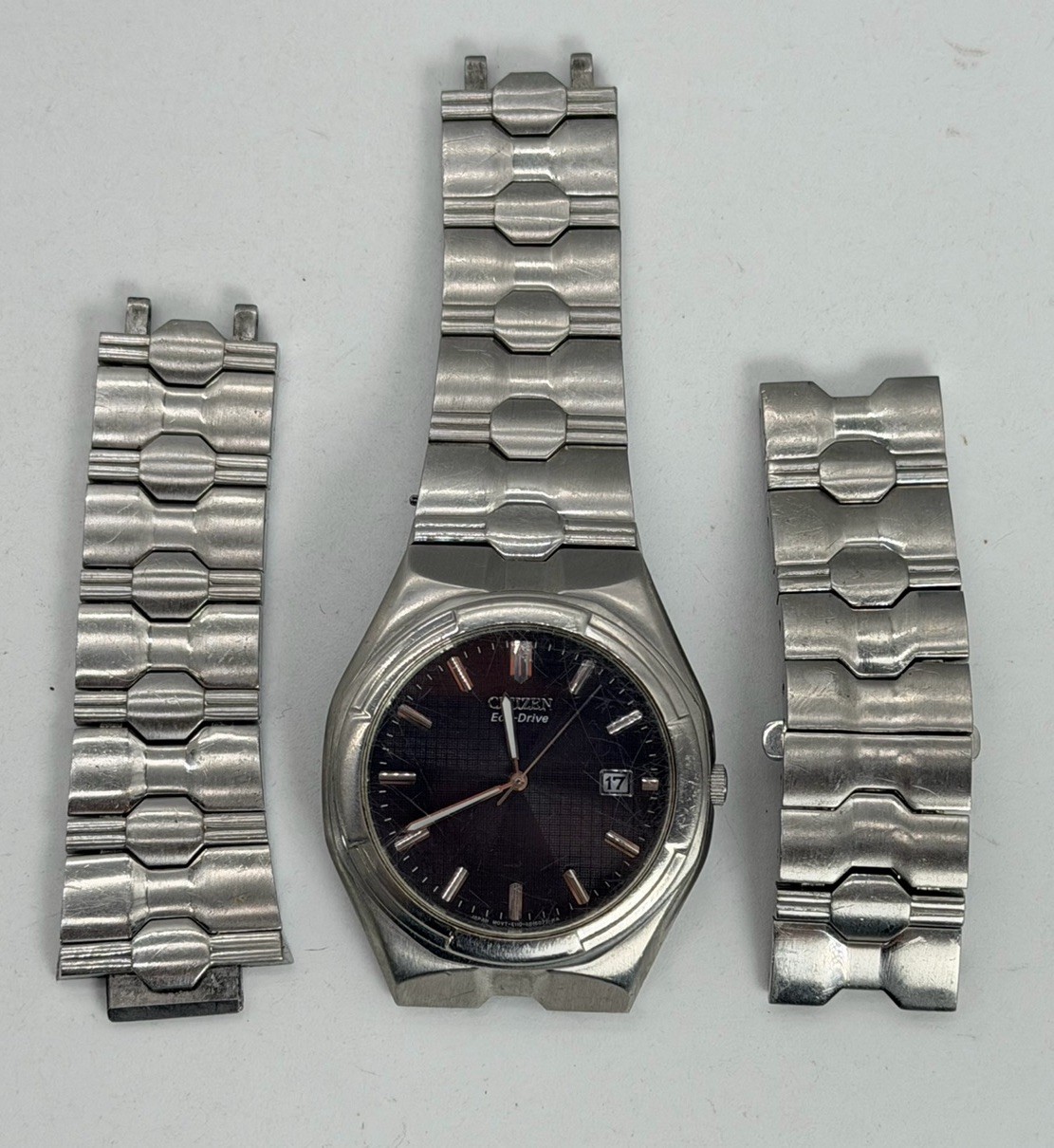 Parts Vintage For Dial E110-S008697 Citizen Black Grid Watch Eco-Drive Men’s - vintagewatches.pk