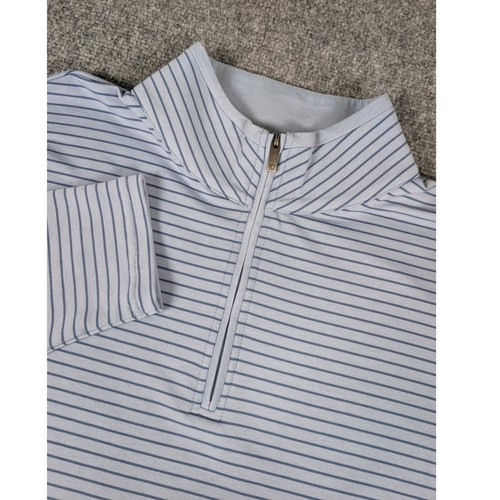 FootJoy French Terry 1/4 Zip Pullover Mens M Blue Striped Performance Golf Shirt
