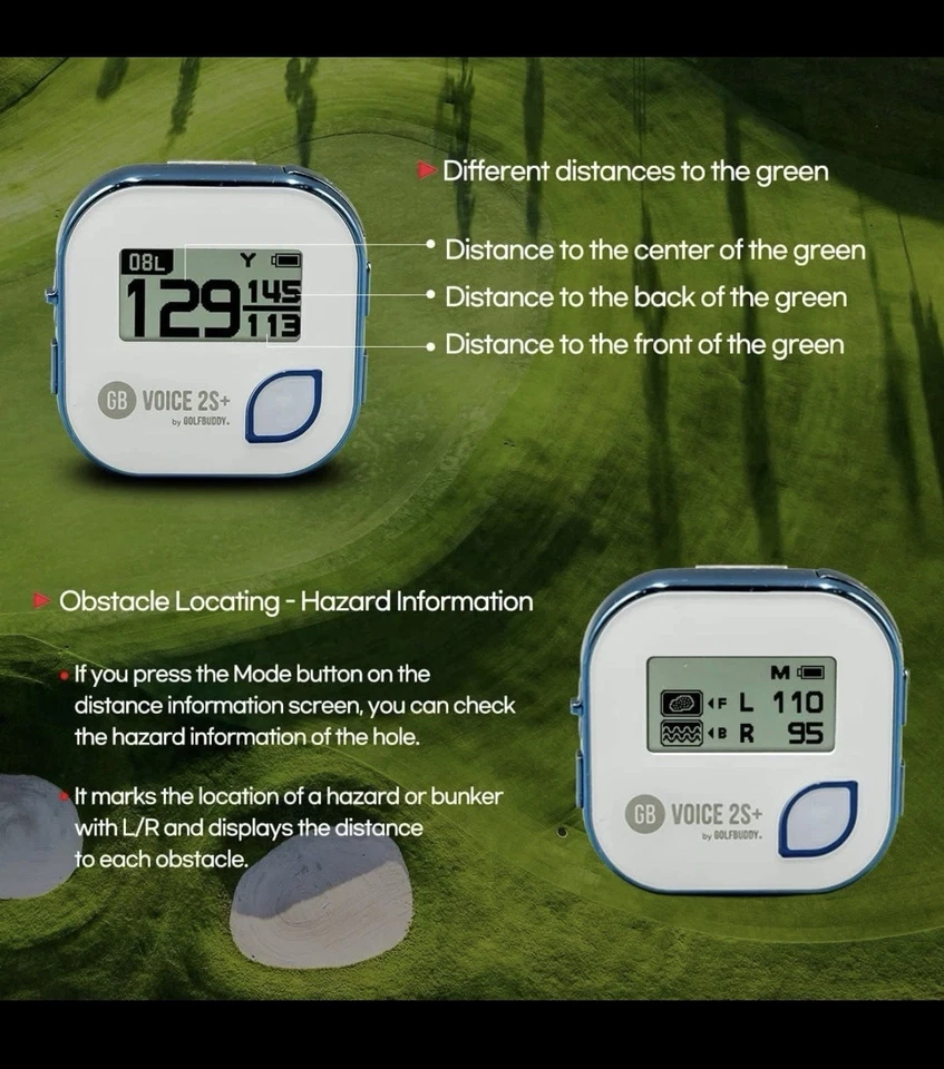 GOLFBUDDY Voice 2S+ Talking GPS Rangefinder, Clip on Hat Golf Navigation,... - Image 4 of 4