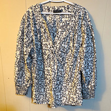 Lane Bryant Floral Blouse Black/White V-Neck ...