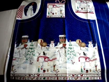 2 Panels Daisy Kingdom Peppermint Hill Christmas Apron in Heavy Cotton Fabric