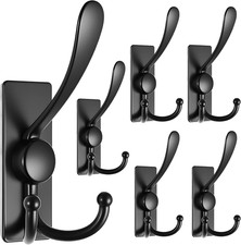 Self Adhesive Towel Hooks, Matte Black Metal Hooks,Waterproof Stainless Steel Ha