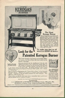 Magazine Ad - 1923 - Kerogas Burner Stove - Lindeman & Hoverson - Milwaukee, WI