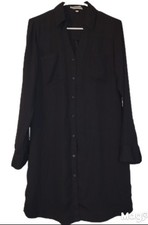 Express Womens Medium Black The Portofino Shirt Dress Button Down