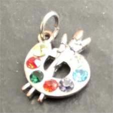 Silver Tone multicolored artist easel charm. 