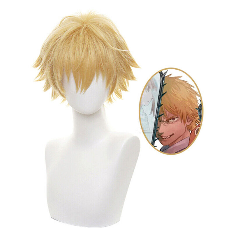 Chainsaw Man Denji Cosplay Costume Wig Mens Anime Halloween Golden