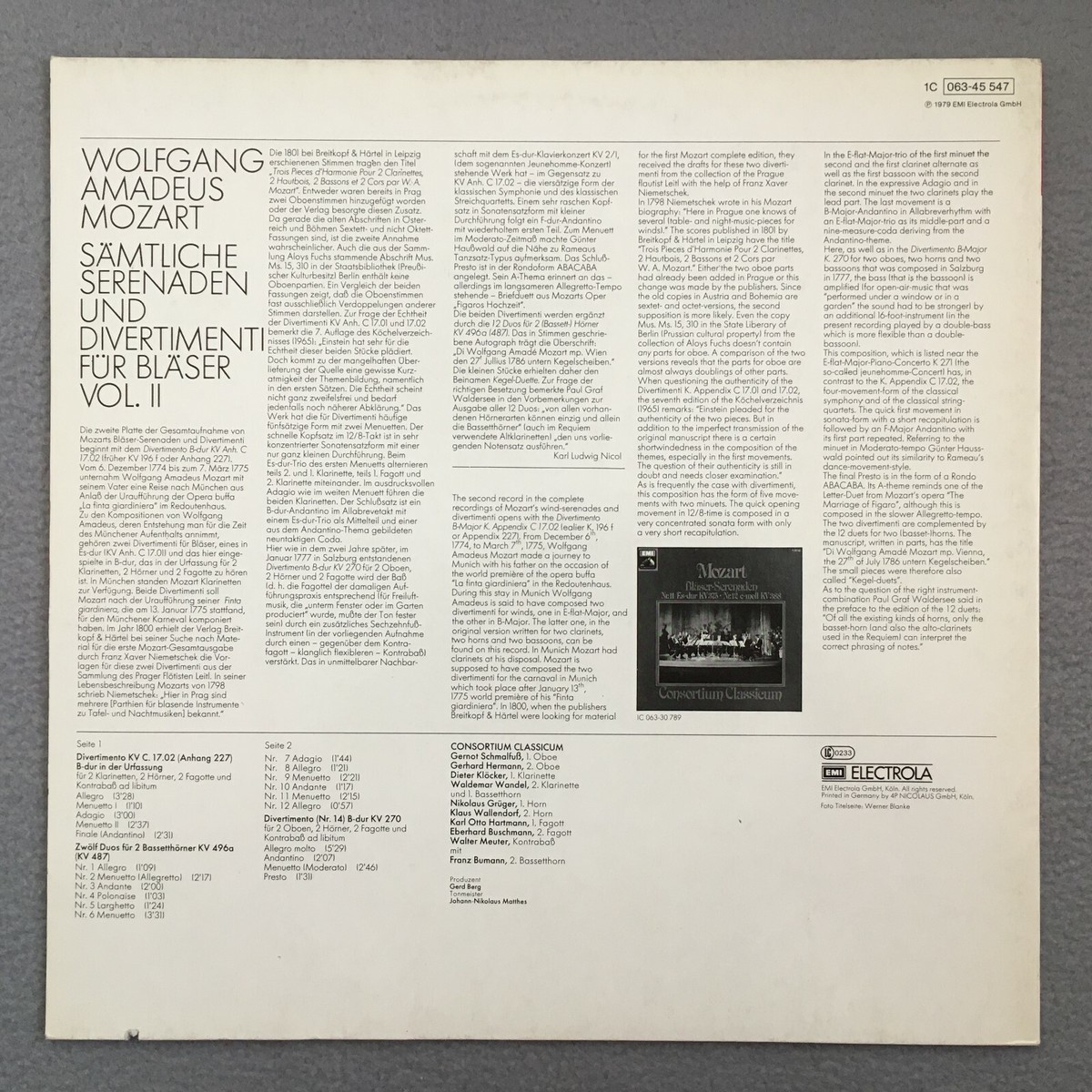 Z107 Mozart Wind Serenades Vol.II Consortium Classicum EMI