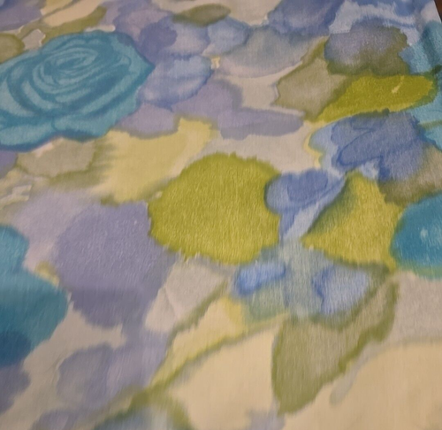 Vintage Cotton Blend Fabric 4 Yards X 44" Yellow W/Turquoise Green Flowers Sew - Picture 3 of 5