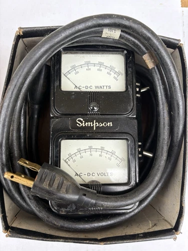 VINTAGE 1950's SIMPSON AC-DC VOLT-WATT METER Model 392 Working Good Condition.