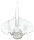 Vintage Fenton Glass Basket Hobnail White Milk Glass 7 5/8" Tall #4