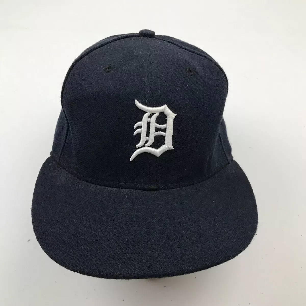 VINTAGE Detroit Tigers Hat Cap Size 7 Fitted Blue MLB Baseball New