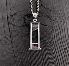 Guillotine Charm Pendant Necklace Solid 925 S...
