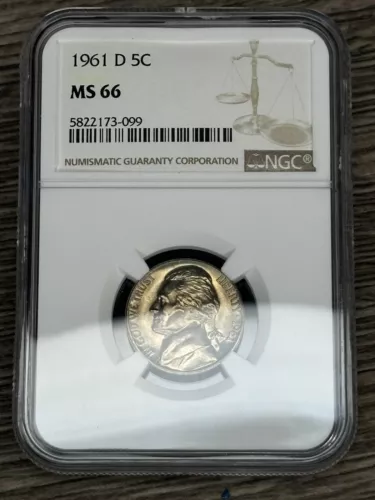 1961-D Jefferson Nickel NGC MS66 BU Uncirculated MQ