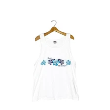 Vintage Y2K ABC Surfwear Large Tank Top Hawaii White Hibiscus Flower Beachwear