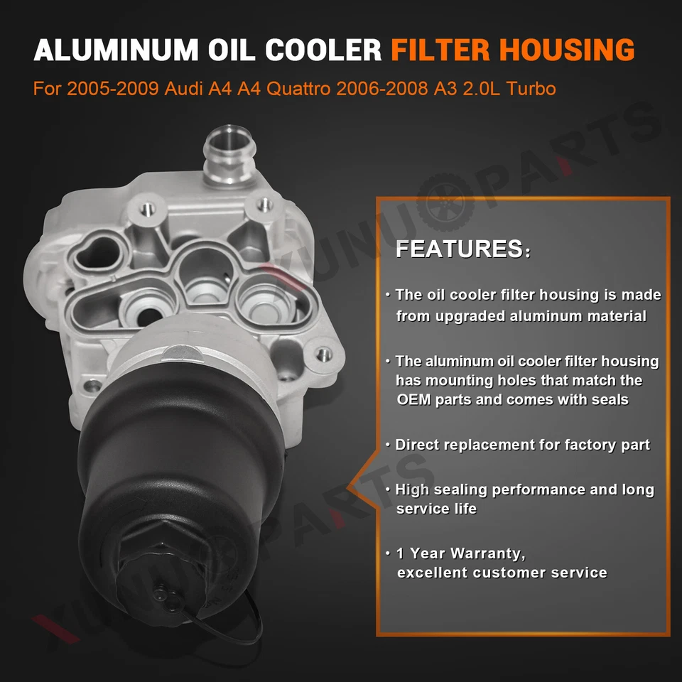 Upgraded Aluminium Oil Cooler Filter Housing for 2005-2009 Audi A4 Quattro 2.0L - Image 2 of 4