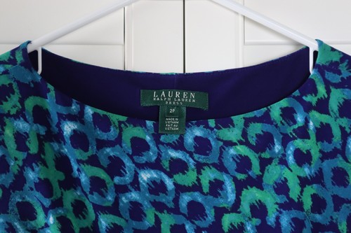 LAUREN RALPH LAUREN $129 Slinky Stretch Knotted Side Lined Dress Size 2 Petite - Picture 3 of 4