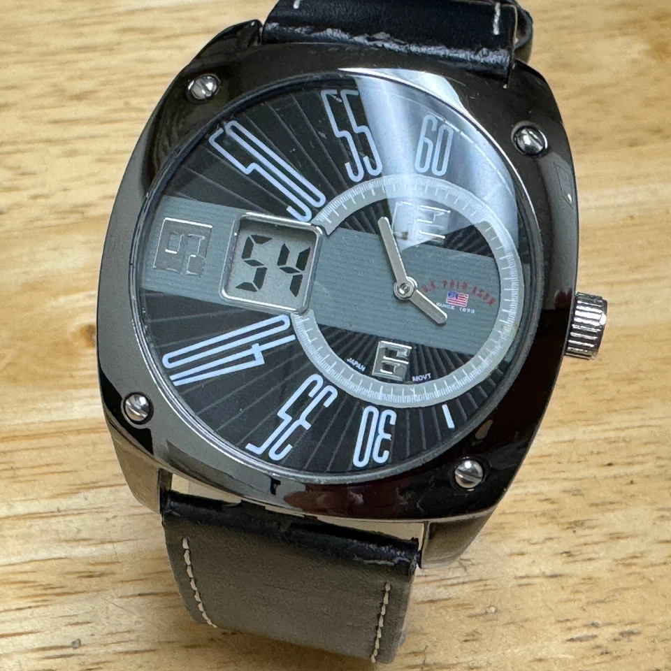 US Polo Assn Quartz Watch Men Japan Movt Black Analog Digital Second New Battery - Image 2 of 4