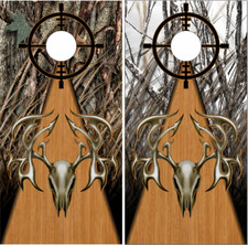 Tribal Buck Skull Camo Hunt LAMINATED Cornhole Wrap Bag Toss Skin Decal Sticker