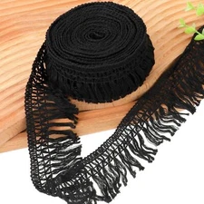 10 Yards Black Sewing Fringe Trim 2.3'' Wide Cotton Tassel Fringe Trim Boho Long