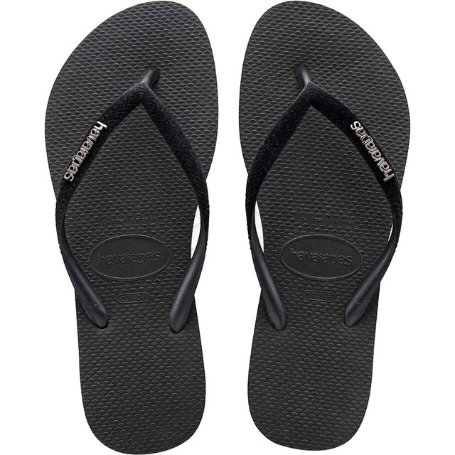 Havaianas Slim Logo Metallic Flip-Flops - Black/Gold - Size - UK 3/4 | eBay