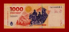ARGENTINA 1,000 1000 Mil Pesos 2023 San Martin UNC Banknote Suffix: L (Pick-367)