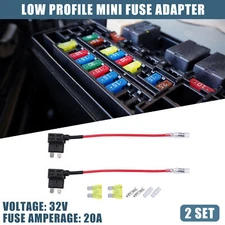 2 Set 32V Standard Fuse Adapter Tap Fuse with 20A Blade Style Fuse for Cars