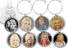 Dolly Parton decor party wine glass cup charms markers 8 party favors