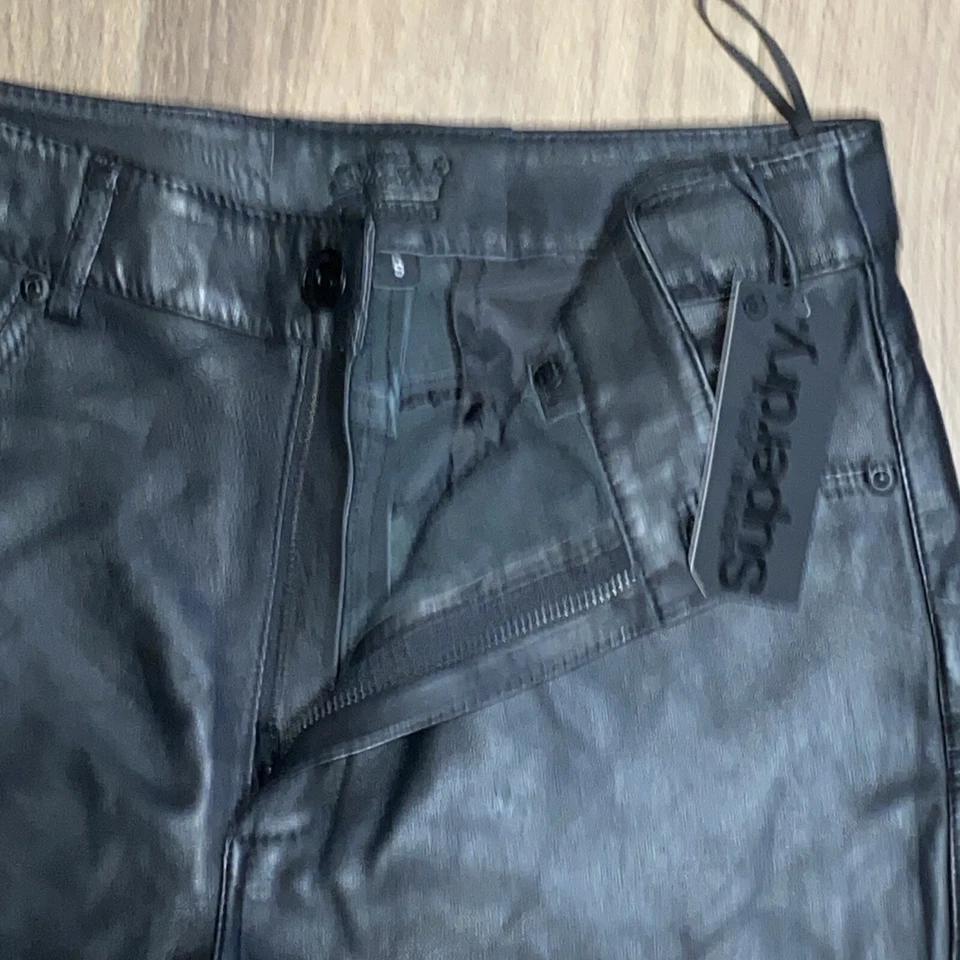 Женские кожаные брюки Superdry Astrid черные размер 10 НОВЫЕ С ДЕФЕКТАМИ - Изображение 3 из 4