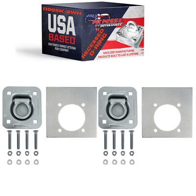Pit Posse Cargo Trailer Anchor Tie Down D-Ring Flush with Hardware (2pk/Silver)