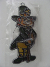 Colorful Stained Glass Design 4.5" Leprechaun Hanging Suncatcher w Suction Cup