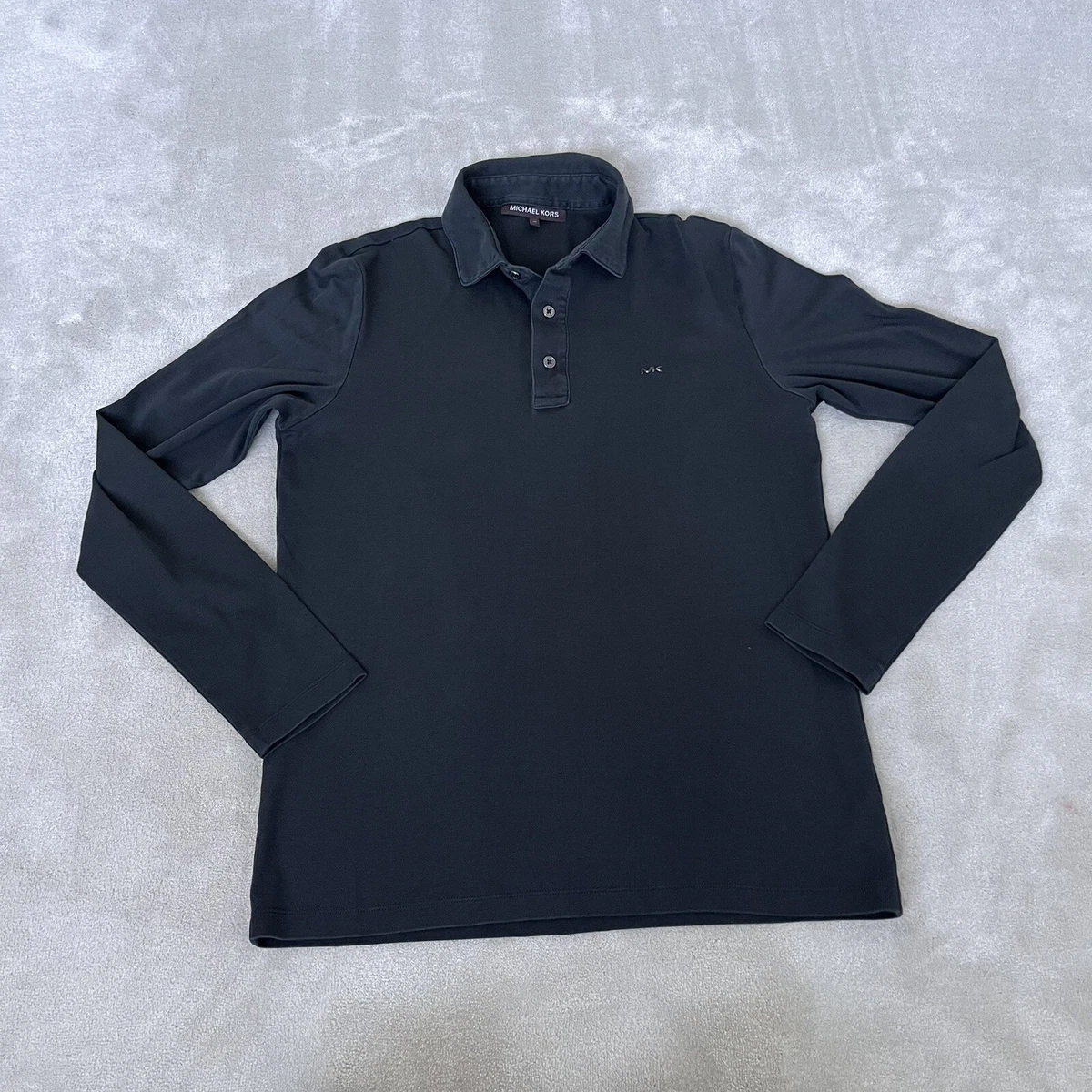 Michael Kors Long Sleeved Polo Shirt XS Black Cotton Mens eBay