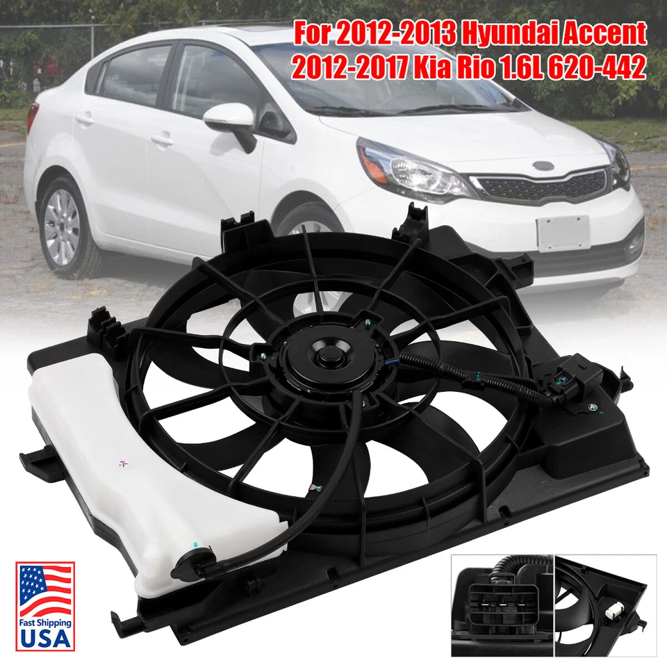620442 Radiator Cooling Fan For 2012-2013 Hyundai Accent 2012-2016 2017 Kia Rio Foto 2 de 4