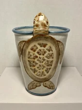 Vintage Allen & Williams Studio Art Pottery Turtle Stoneware Vase 8"