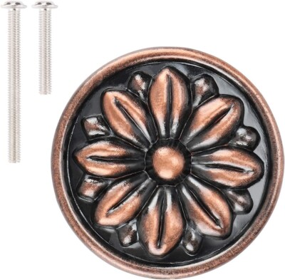 10 Pack Vintage Antique Copper Single Hole Cabinet Knobs Round Drawer Knob Pull