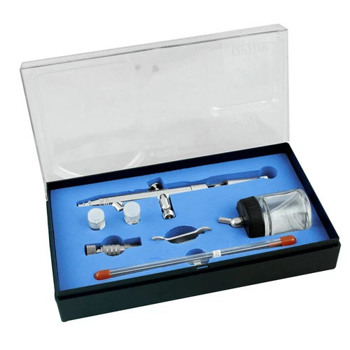 OPHIR Airbrush Kit 3 Tips Dual Action Siphon Air Brush f Hobby Retouching Cake 