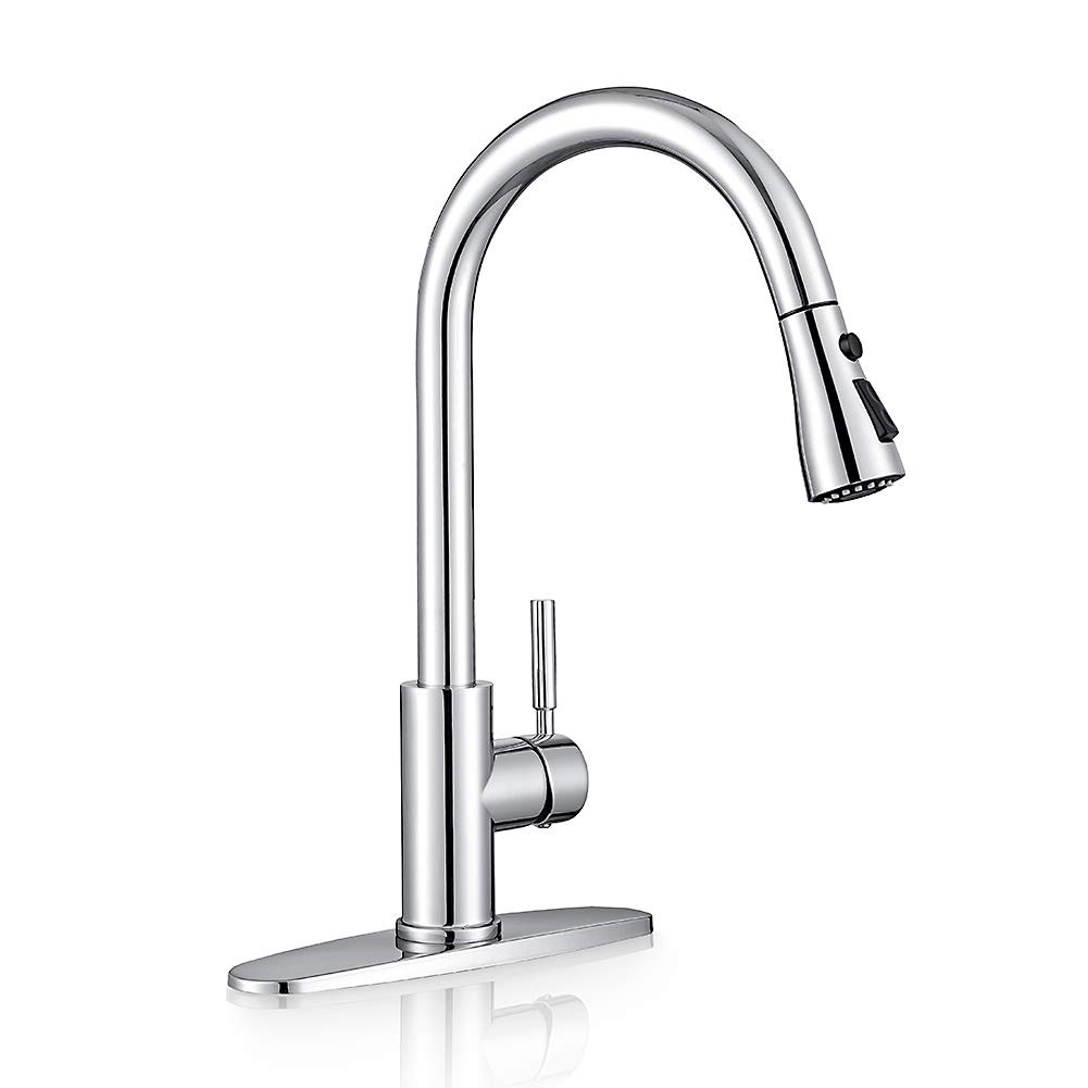 Pull Down Kitchen Faucet with Sprayer Low Lead Commercial Modern Sink Faucet