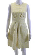 Trina Turk Women Fit & Flare Yellow Sleeveless Knee Length Dress Size 0