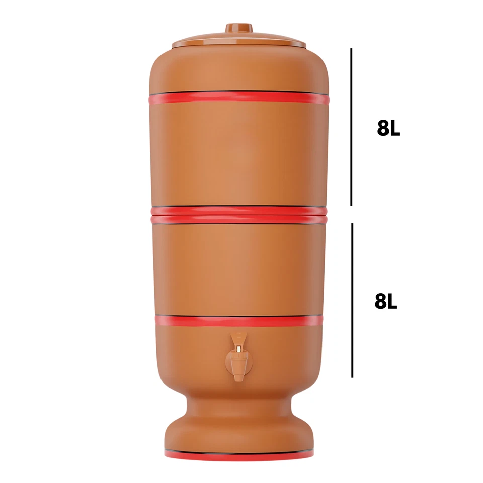 Filtro de agua de arcilla brasileño 8L + base de almacenamiento 8L - capacidad total 16L Foto 2 de 4