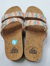 Reef Cushion Vista Hi Sandals Womens Sz 11 Beachy Woven Platform Slides Slip On