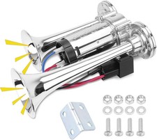12V Air Horn for Truck, 600DB Dual Trumpets Super Loud Electric Car Air Horn Kit