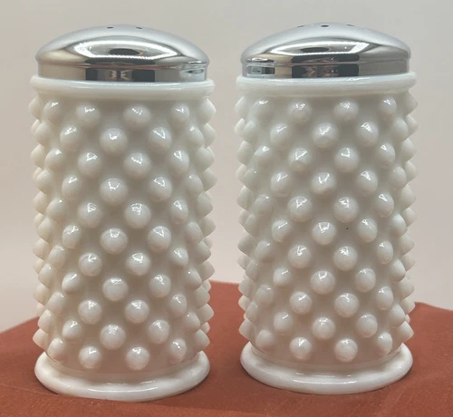 Vintage Fenton Milk Glass Hobnail Salt and Pepper Shakers