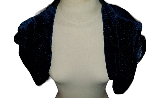 Kapuzen Tanz Achselzucken Kostüm Pailletten Perlen blau XL Erwachsene Y2K Schulterklappen Retro Rad - Bild 2 von 23