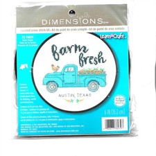 New Dimensions Counted Cross Stitch Kit, Farm Fresh Design, 6" Round, 2020