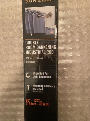 Sun Zero  66x120 , 3/4 Inch In Diam. Double Room Darkening Rod, Matte Black
