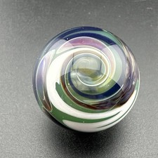Contemporary Handmade Art Glass Marble 1.06" Swirl MIB With UV Green, White, Etc