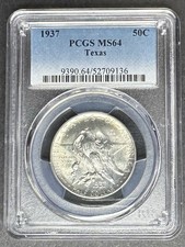 1937 Texas Commemorative Half Dollar PCGS MS-64, Buy 3 Items, Get $5 Off!!