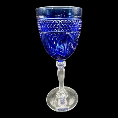 Cristal D'Arques Durand Cobalt Blue Glass Water Wine Goblet