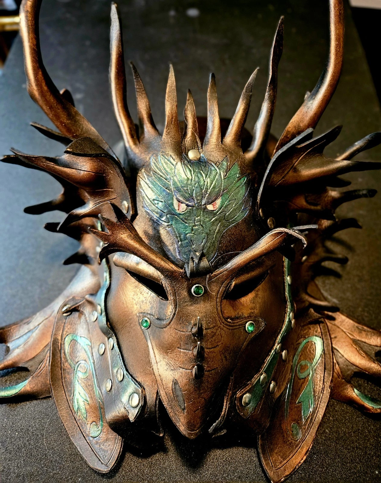 Leather Armor Dragon Helmet Mask Handmade Original Design Midievel