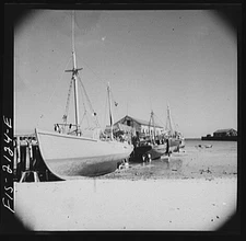 Massachusetts. A Portuguese trawler beached for painting, Provincetown