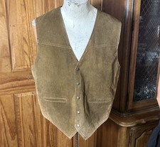 Vintage Suede Leather Vest Cowboy Western Waistcoat Top Mens Size L 44  90s Y2K